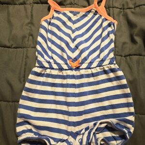 Carter's Striped Baby Romper with Orange Trim